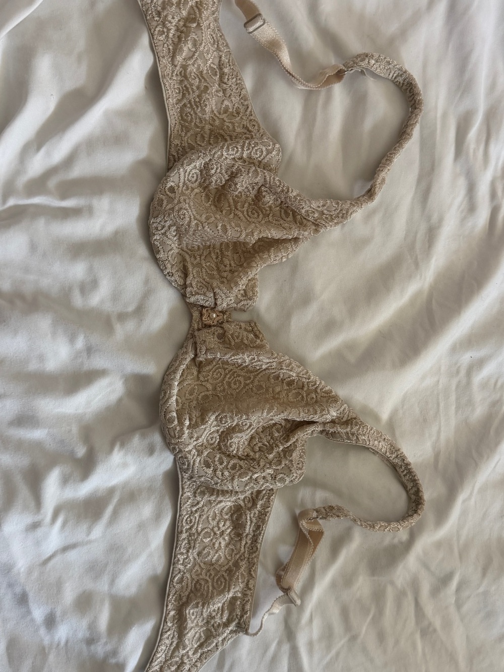 Vintage Oscar de la Renta Nude Lace Underwire Bra 34C - 1530